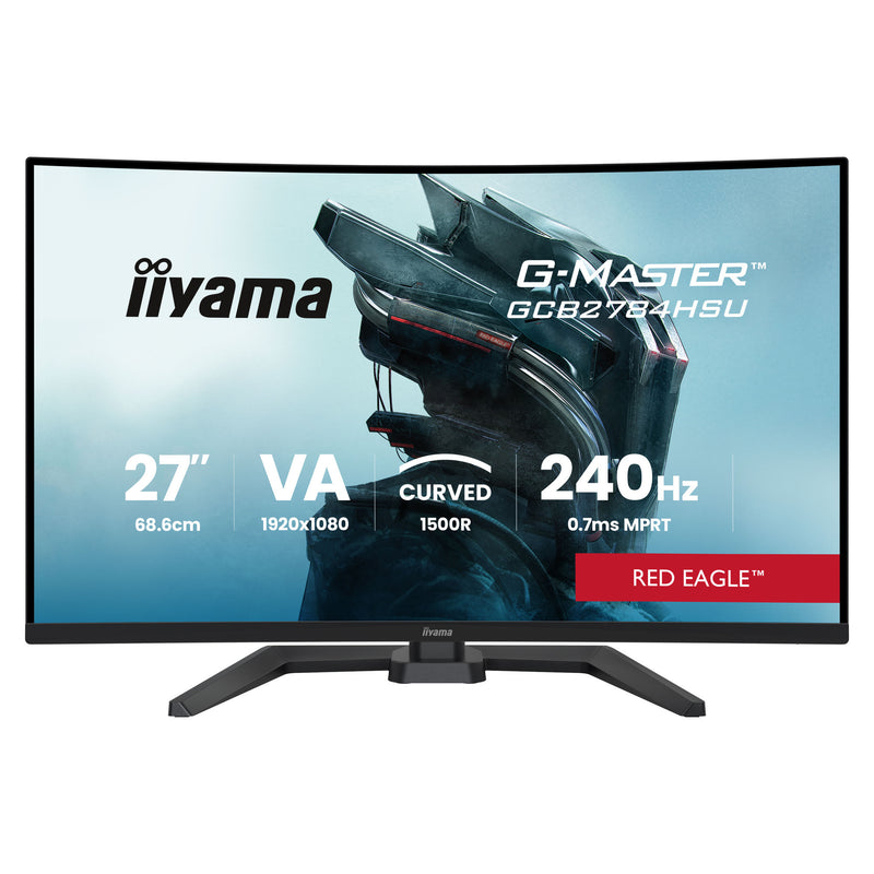 Load image into Gallery viewer, Iiyama g-master red eagle gcb2784hsu-b1 27 curved gaming monitor (zwart, 2x hdmi, 1x displayport, usb, audio, amd free-sync, 240 hz)
