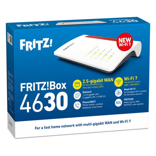 Fritz! box 4630 edition international router (wit rood, mesh wi-fi, 2.5 gbit s)