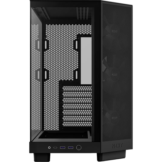 Nzxt h6 flow rgb midi tower behuizing (zwart | 2x usb-a | 1x usb-c | rgb | tempered glass)