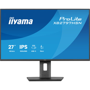 Iiyama prolite xb2797hsn-b1 27 monitor (zwart, 100 hz, hdmi, displayport, usb-c, lan, audio)