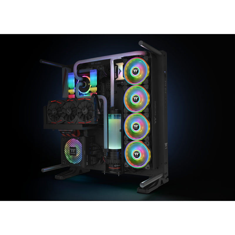 Load image into Gallery viewer, Thermaltake riing quad 14 rgb radiator fan tt premium edition single fan pack case fan (zwart, 140 x 140 x 25 mm)
