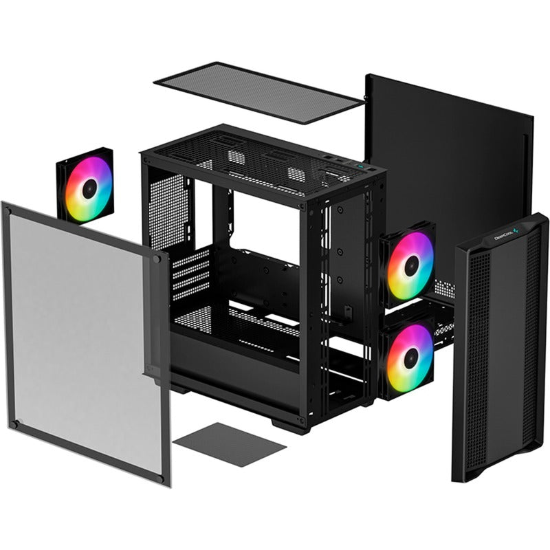 Load image into Gallery viewer, Deepcool cc360 argb mini tower behuizing (zwart | 2x usb-a | rgb | window)

