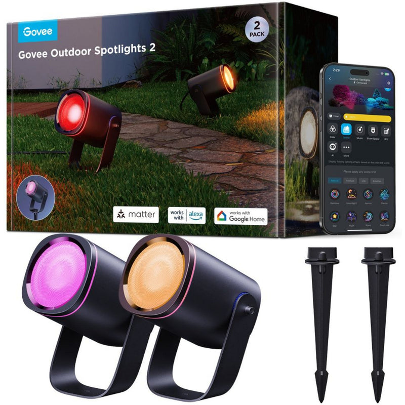 Afbeelding laden in galerijviewer, Govee slimme buitenspots matter rgbicww - 2 pack tuinspots
