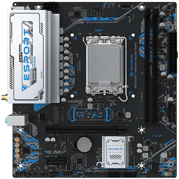 Afbeelding laden in galerijviewer, Maxsun ms-esport-h810m gank wifi socket 1851 moederbord (zwart, gb-lan, wlan, bt, sound, µatx)
