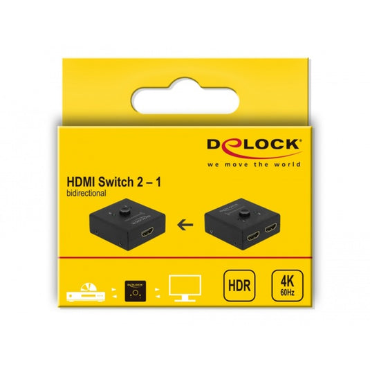 Delock hdmi switch 2 - 1 bidirectional 4k 60 hz (zwart)