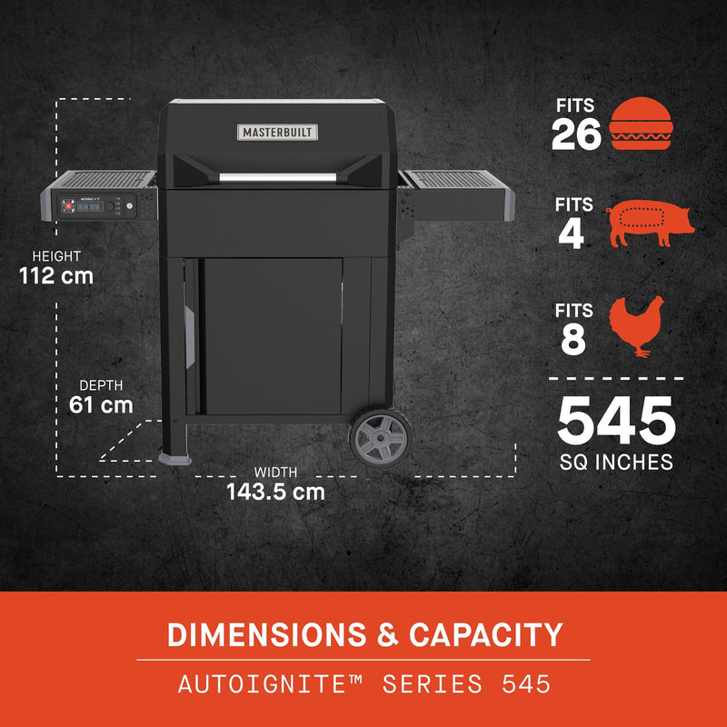 Load image into Gallery viewer, Masterbuilt autoignite series 545 digitale houtskoolbarbecue en -rookoven (zwart, wifi-besturing)
