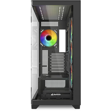 Sharkoon elite shark ca500 midi tower behuizing (zwart | 2x usb-a | 1x usb-c | rgb | tempered glass)