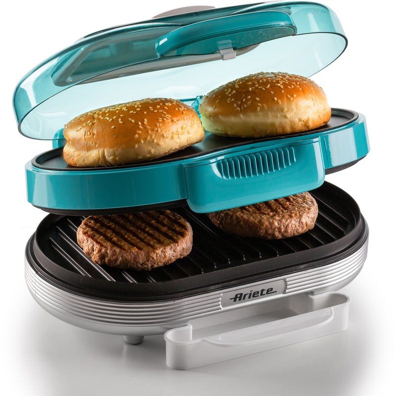 Load image into Gallery viewer, Ariete party time hamburger maker 0205 01 elektrische bakplaat (lichtblauw wit)
