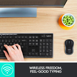 Logitech mk270 draadloze desktopset (zwart, eu lay-out (qwerty), rubberdome)