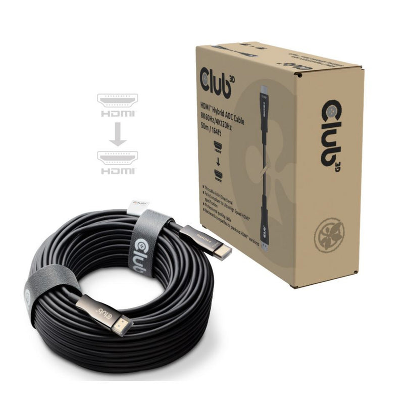 Afbeelding laden in galerijviewer, Club 3d hdmi hybrid aoc kabel 8k60hz 4k120hz 50m (zwart)
