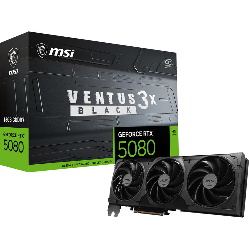 Load image into Gallery viewer, Msi geforce rtx 5080 16g ventus 3x oc black grafische kaart (zwart, 3x displayport, 1x hdmi)
