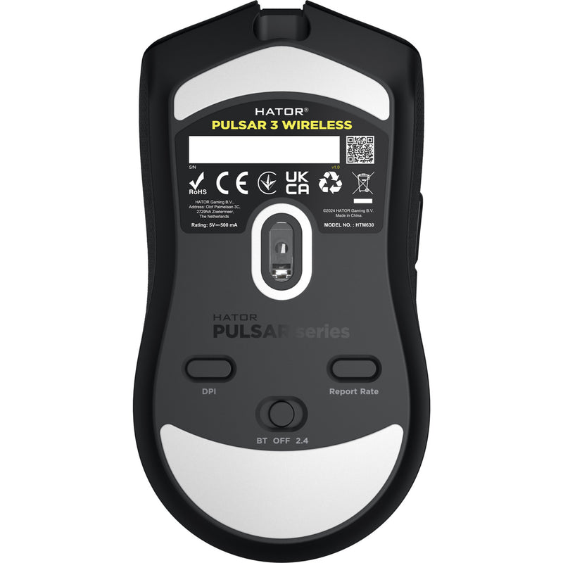 Load image into Gallery viewer, Hator pulsar 3 wireless gaming muis (zwart, 400 - 11.000 dpi, rgb, 2.4ghz bluetooth 5.1 usb)
