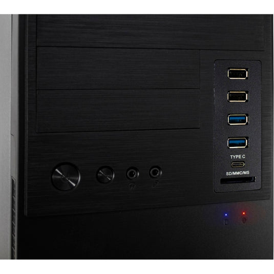 Inter-tech it-6865 midi tower behuizing (zwart | 4x usb-a | 1x usb-c)