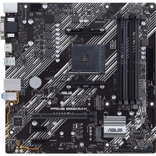 Asus prime b550m-k socket am4 moederbord (zwart wit, raid, gb-lan, sound, µatx)