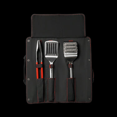 Kamado joe krafted stalen grillgereedschap accessoire set grillbestek (3-delig, inclusief canvas draagtas)