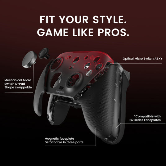 Gamesir g7 pro tri-mode - shadow ember gamepad (zwart donkerrood, xbox series x|s, xbox one, pc, android, steam)