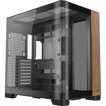Antec c8 curve wood midi tower behuizing (zwart houtkleur | 2x usb-a | 1x usb-c | tempered glass)