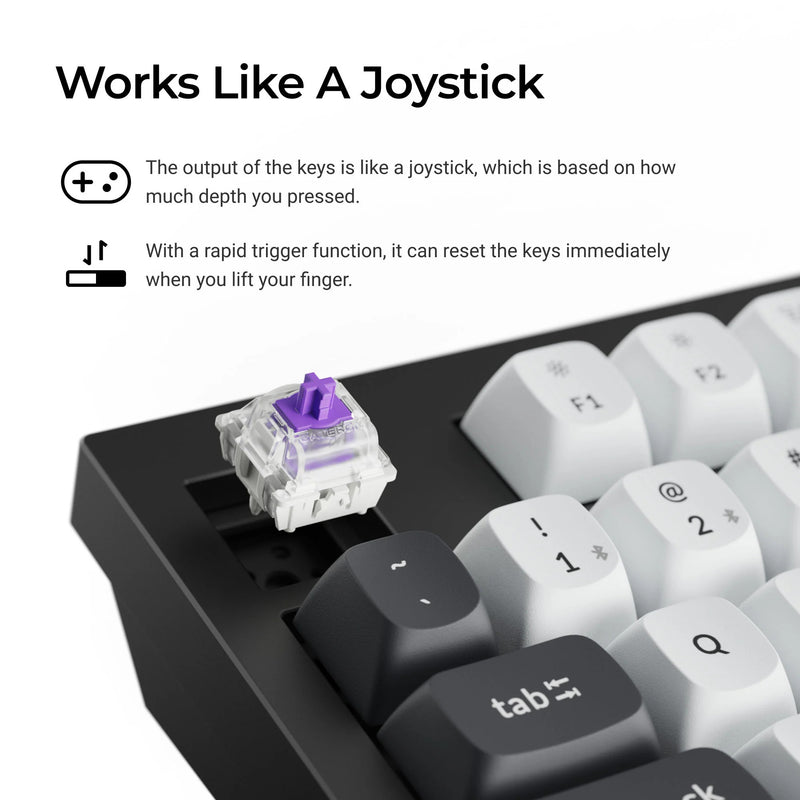 Load image into Gallery viewer, Keychron q5 he qmk wireless custom keyboard (wit, us lay-out (qwerty), gateron double-rail magnetic nebula, 96%, rgb leds, osa double-shot pbt, hot swap, knob, 2.4ghz | bluetooth 5.1 | usb-c)

