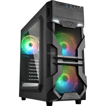 Sharkoon vg7-w rgb midi tower behuizing (zwart | 2x usb-a | rgb | window)