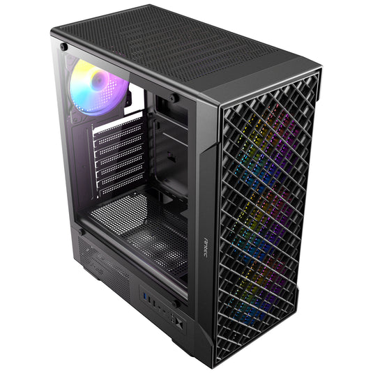 Antec vx320 argb midi tower behuizing (zwart | 3x usb-a | tempered glass)