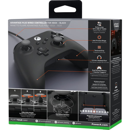 Powera advantage plus bedrade controller voor xbox series x|s (zwart, xbox series x|s, xbox one, pc)
