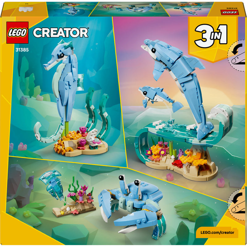 Load image into Gallery viewer, Lego ® creator 3in1 zeedieren: prachtige dolfijnen - bouw om tot een zeepaardje of krab - 31385
