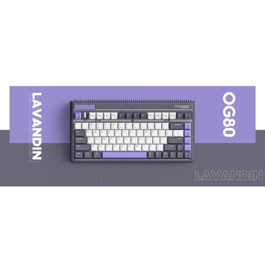 Iqunix og80 lavandin wireless mechanical keyboard (lavendel, us lay-out (qwerty), cherry mx brown, 80% (tkl), hot-swappable, pbt, 2.4ghz | bluetooth 5.1 | usb-c)
