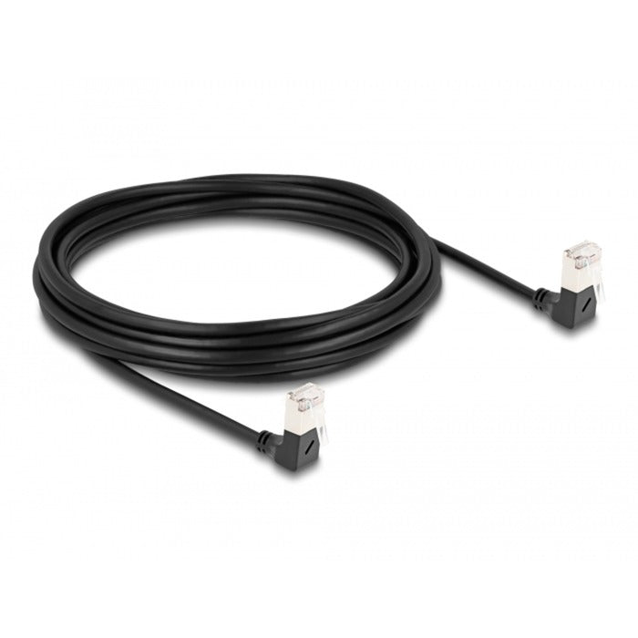 Load image into Gallery viewer, Delock rj45 network cable cat.6a s ftp slim 90° downwards downwards angled 5 m kabel (zwart)
