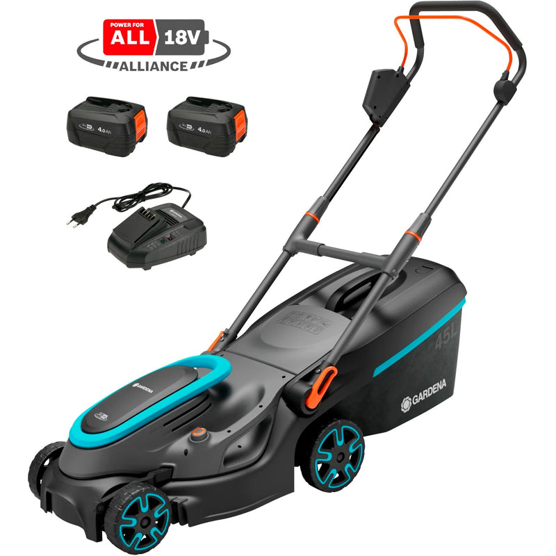 Load image into Gallery viewer, Gardena accugrasmaaier powermax 37 36v p4a set (zwart grijs, 2x li-ion accu 4,0ah, power for all alliance)
