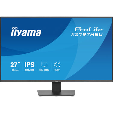 Iiyama prolite x2797hsu-b1 27 monitor (zwart, 120hz, hdmi, displayport, usb-c, audio)