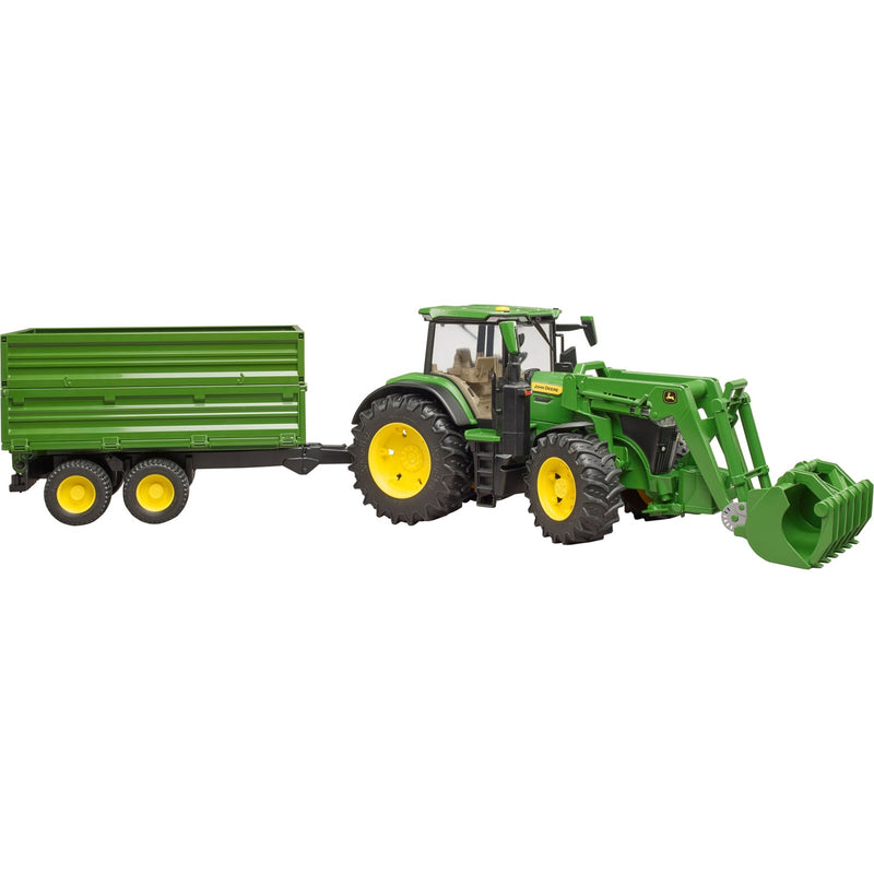 Load image into Gallery viewer, Bruder john deere 7r 350 met frontlader en transportaanhanger modelvoertuig (03155)
