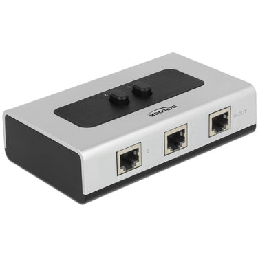 Delock switch rj45 10 100 1000 mbps 2 port (grijs zwart)