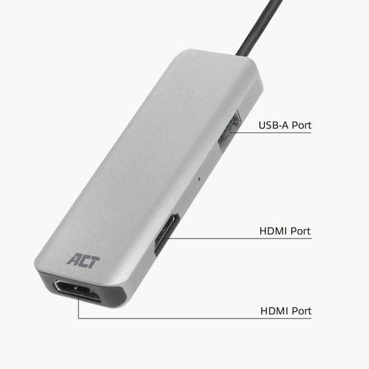 Usb-c-multipoort-adapter act ac7013 zilver 87 g