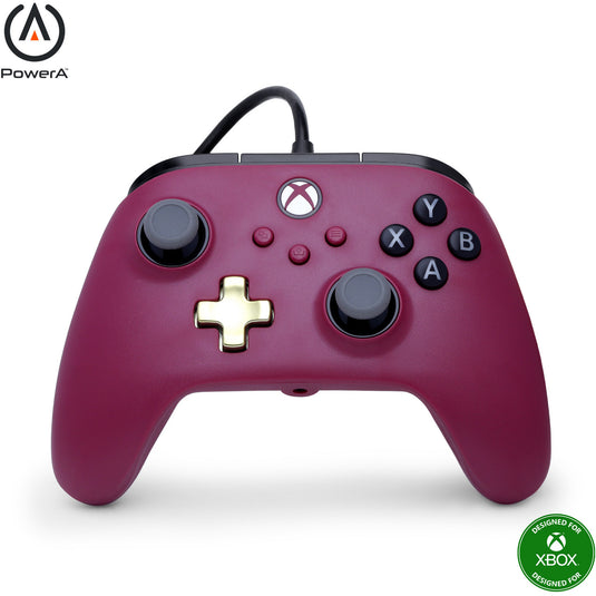 Powera advantage plus bedrade controller voor xbox series x|s - robijn (donkerrood, xbox series x|s, xbox one, pc)