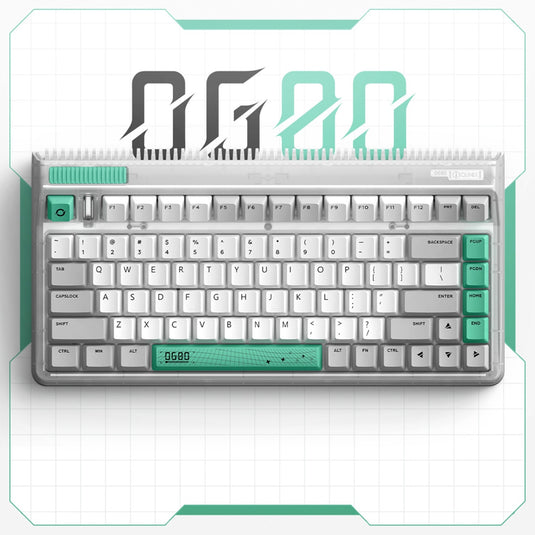 Iqunix og80 wormhole wireless mechanical keyboard, gaming toetsenbord (grijs groen, us lay-out, cherry mx red, rgb leds, 80% (tkl), hot-swappable, pbt, 2.4ghz | bluetooth 5.1 | usb-c)