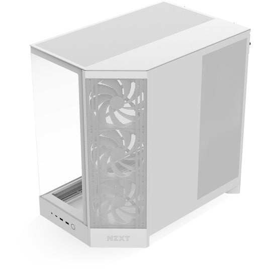 Nzxt h9 flow midi tower behuizing (wit (mat) | 2x usb-a | 1x usb-c | tempered glass)