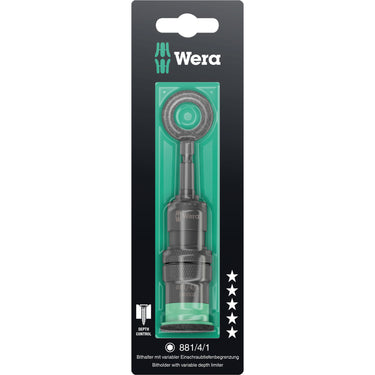Wera 881 4 1 sb afstandshouder met variabele schroefdiepte instelling, 1 4 x 95 mm bit (zwart groen)