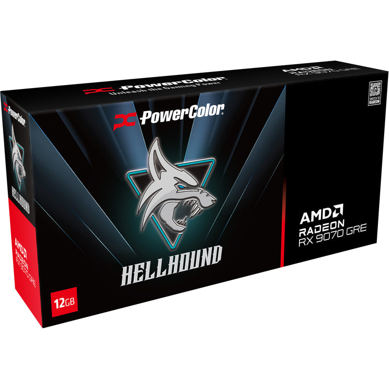 Load image into Gallery viewer, Powercolor radeon rx 9070 gre hellhound 12gb gddr6 grafische kaart (zwart, rdna4, 3x displayport, 1x hdmi 2.1)

