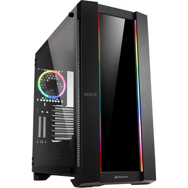 Sharkoon elite shark ca200g big tower behuizing (zwart | 4x usb-a | rgb | tempered glass)