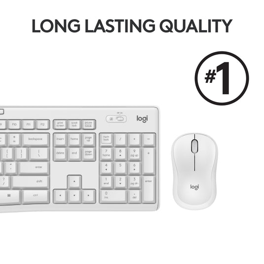 Logitech mk295 silent wireless keyboard and mouse combo desktopset (grijs, us-international lay-out (qwerty), 100%)