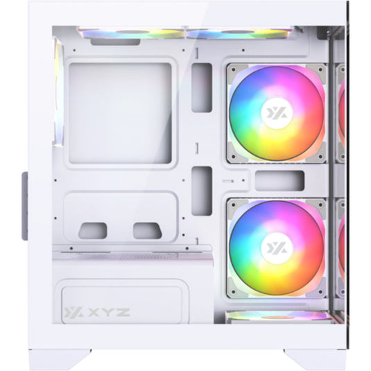 Xyz pc gear titanium view lite midi tower behuizing (wit | 2x usb-a | tempered glass)