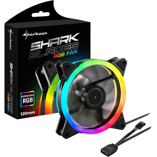 Sharkoon shark blades rgb case fan (zwart, 120 x 120 x 25 mm)