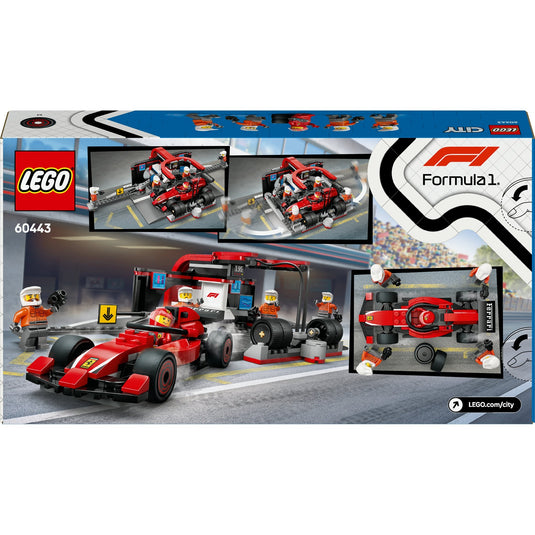 Lego city f1 pitstop en pitcrew met ferrari auto - 60443