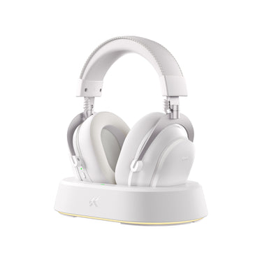 Mchose v9 turbo+ magnetic wireless over-ear gaming headset (wit zilver, nintendo switch, playstation 4, playstation 5, mobiel, pc, 2.4g bluetooth usb)