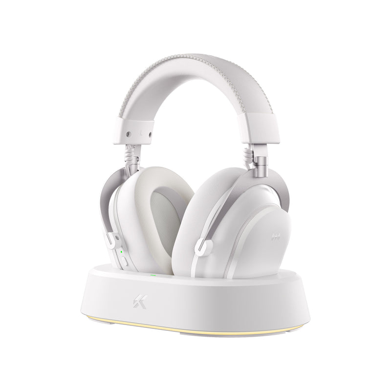 Load image into Gallery viewer, Mchose v9 turbo+ magnetic wireless over-ear gaming headset (wit zilver, nintendo switch, playstation 4, playstation 5, mobiel, pc, 2.4g bluetooth usb)
