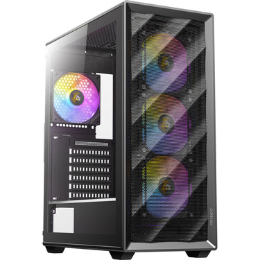 Antec ax85 argb midi tower behuizing (zwart | 2x usb-a | tempered glass)