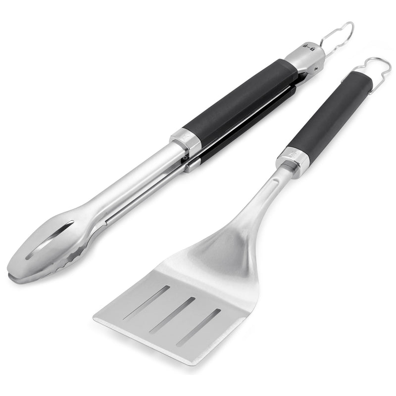 Load image into Gallery viewer, Weber precision barbecuetang- en spatelset grillbestek (roestvrij staal zwart)
