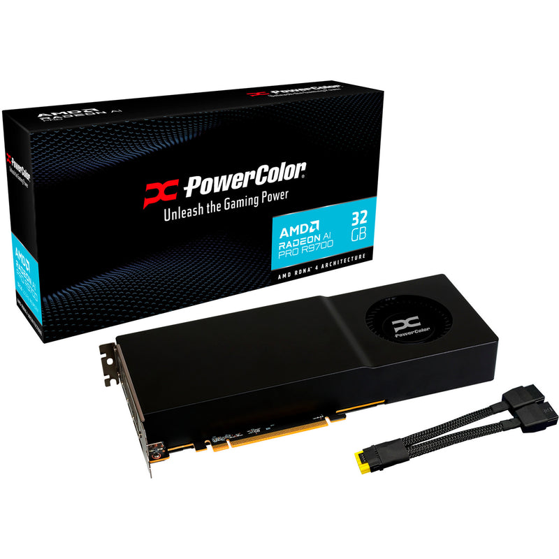 Load image into Gallery viewer, Powercolor radeon ai pro r9700 32gb grafische kaart (zwart, 4x displayport)
