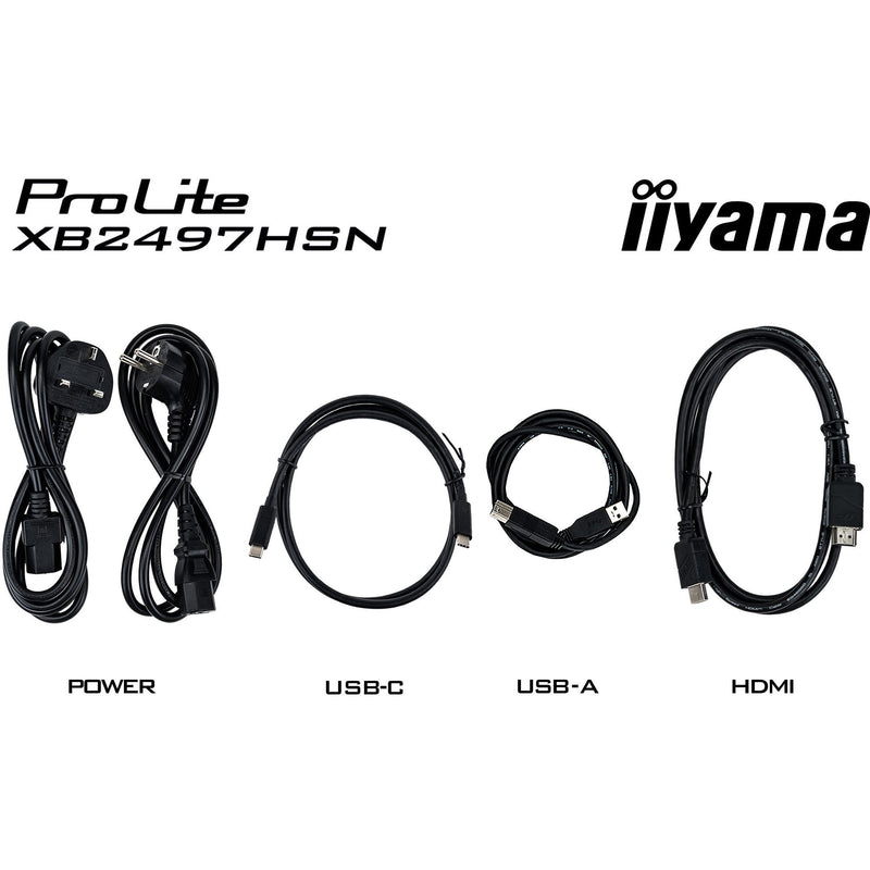 Load image into Gallery viewer, Iiyama prolite xb2497hsn-b1 23.8 monitor (zwart (mat), 100 hz, hdmi, displayport, usb-c, audio, lan)

