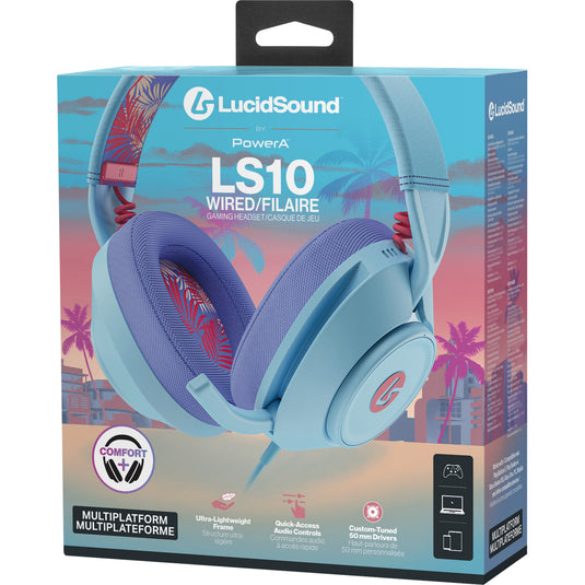 Powera lucidsound ls10 bedrade gamingheadset - oceaangolven over-ear gaming headset (lichtblauw paars, playstation 5, playstation 4, xbox series x|s, xbox one, pc, mobiel)